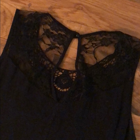 Black Tank w Lace + Embroidered Accents - Picture 4 of 5